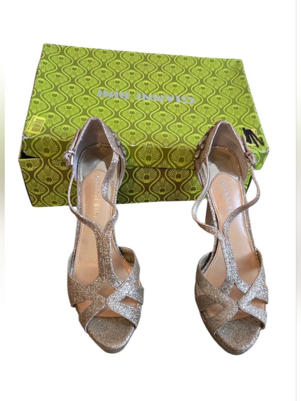 Gianni Bini Geneva712 Champagne Glitter Rhinestone Heels Sz 9